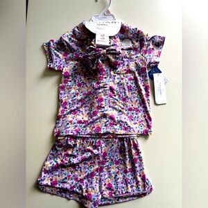 Tahara Girl Purple and Pink Floral Pajama Set